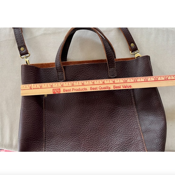 PORTLAND LEATHER GOODS Medium Crossbody Tote in Coldbrew Pebbled Leather - Picture 15 of 16